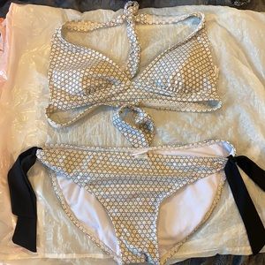 Antiqua white black and silver two piece swimsuit